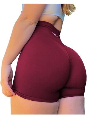 AUROLA Intensify Workout Shorts for Women Seamless Scrunch Short Deep Red Mediu